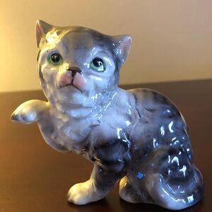 Vintage Ceramic Tabby Cat Figurine
